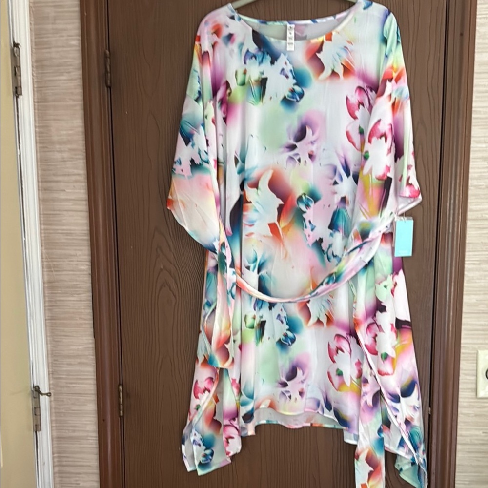 Floral Multicolor Resort wear Asymmetrical Dress/Coverup